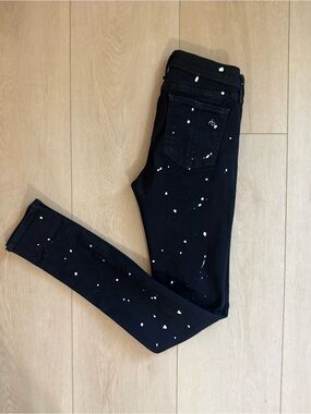 RAG & BONE Black Skinny Jeans with White Paint Splatter